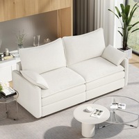 Canapé modulaire en tissu crème en forme de L, double chaise longue, sièges profonds surdimensionnés, coussins moelleux pour salon moderne