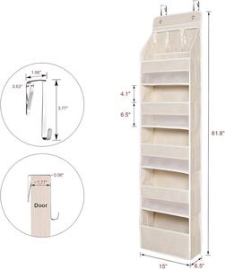 ที่แขวนเก็บของเหนือประตู พร้อมช่องเก็บของขนาดใหญ่ 5 ช่อง และช่องเก็บของ PVC ขนาดเล็ก 3 ช่อง แบบติดผนัง - Product Image 6