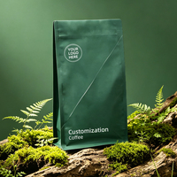 Sachet d'emballage pour grains de café imprimé sur mesure à 8 soudures latérales avec valve de dégazage et fermeture éclair, pochette alimentaire laminée en aluminium de qualité alimentaire