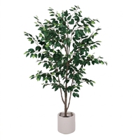 Karangan Bunga Dekoratif 200cm dan Tanaman Pohon Ficus Buatan yang Dapat Dilepas, Tanaman Palsu Hijau untuk Dekorasi Kantor, Lobi, dan Komersial