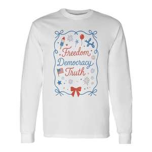 T-shirt à manches longues Freedom Democracy Truth, design patriotique du 4 juillet - Product Image 1