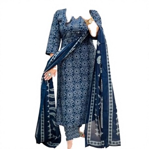 High Quality Women's Premium Cotton Salwar Kameez Embroidery Recycled <b>Materials</b> Navy <b>Blue</b> Green Pakistani Style Summer Quick Dry - Product Image 2