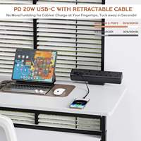 Prise de bureau à clipser de type G standard britannique, 3 prises britanniques avec USB-C 20W PD Charge rapide USB-A, station d'alimentation compacte à clipser