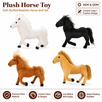 Ensemble de jouets en peluche cheval, quatre couleurs (blanc, noir, marron), poupée réaliste en peluche, OEM ODM, vente en gros personnalisée