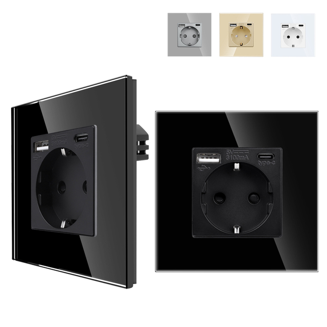 Bingoelec Germany Electrical Power Plug EU Standard Type C Fast Charging USB Wall Socket