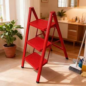 Escalera Plegable Portátil de Acero al Carbono de Diseño Moderno con Certificación EN131, de Tres Peldaños, para Cocina y Baño, con Plataforma y Asiento Antideslizante, 150 kg - Product Image 4