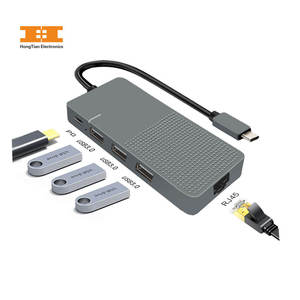 Adaptador multipuerto personalizado VGA/HDM1 HDTV TF lector de tarjetas SD estación de acoplamiento de tableta <span class=keywords><strong>RJ45</strong></span> 1000M 3,5 Audio PD cargador USB Hub - Product Image 4