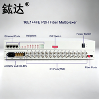 Convertidor de Fibra Óptica 16E1 4FE a E1 + FE PDH Multiplexor, Transmite 16E1+4FE
