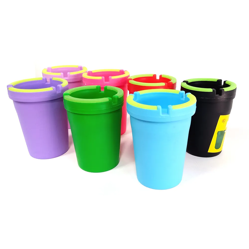 Promotion gift for new ABS Ashtray color fluorescent trash can Smokeless Easy Clean Ashtray