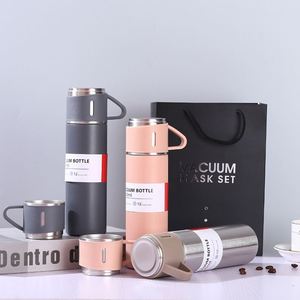 Geschenkset Flasche Mit Tasse Insulated Thermos <b>Bottle</b> Vacuum <b>Flask</b> Water <b>Bottle</b> Mug Tumbler Gift Set with 3 Lids - Product Image 1