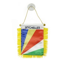 Drapeau suspendu personnalisé Seychelles 10x15cm avec ventouse et franges pour décoration de véhicule