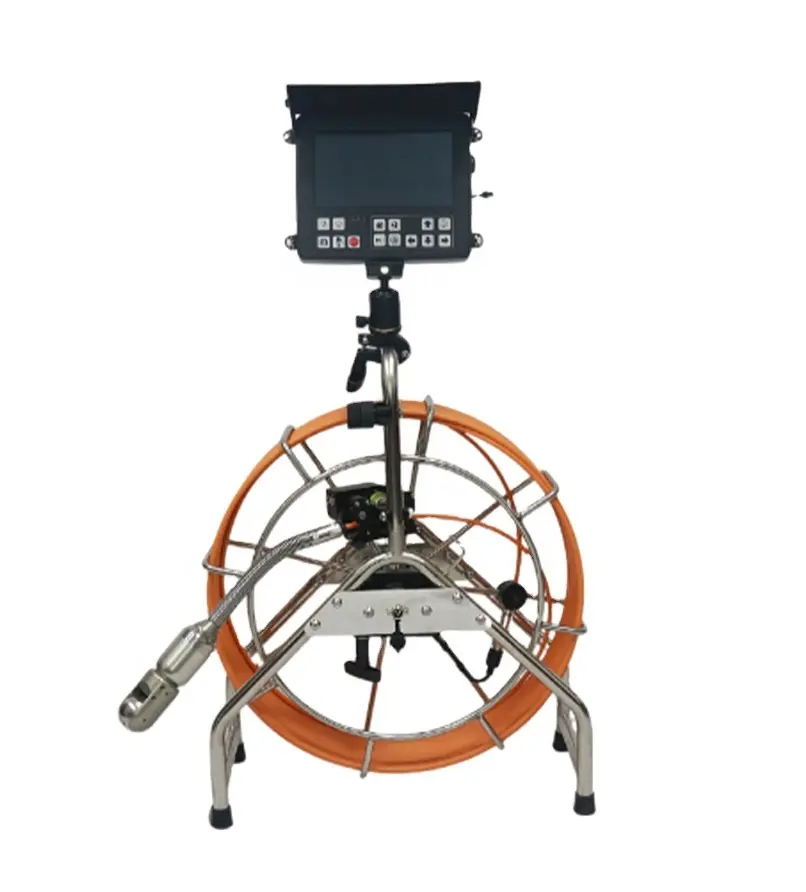 50mm Pan Tilt Rotating Sewer Pipe inspection camera 8" HD LCD Drain Endoscope Cameras 60m 360 degree rotation CCTV Cameras