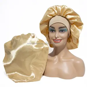 Wholesale Satin Hair Bonnets Single Layer Soft Satin Silk Elastic Band Custom Logo Sleep Hair Cap For Women HB002