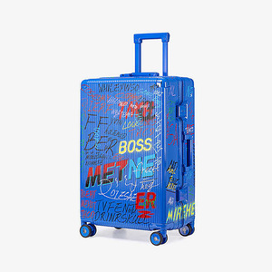 GEMULIN, equipaje con estampado único personalizado, dibujo <span class=keywords><strong>de</strong></span> color azul personalizado, Maleta <span class=keywords><strong>de</strong></span> <span class=keywords><strong>viaje</strong></span>, gran capacidad, juego <span class=keywords><strong>de</strong></span> alta calidad, 4 piezas - Product Image 2