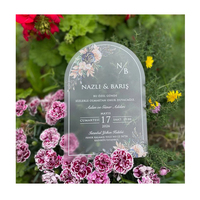 Commande ronde givrée Faire-Part De Mariage Plexi Glass Avec Un Decor Floral Des Wedding Party Billet Carte Invitation Mariage
