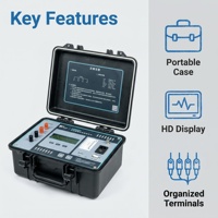 Testeur de résistance DC pour transformateur 10A économique, précision 0,2%, tension max 500V, communication Wi-Fi/USB, démagnétisation pour