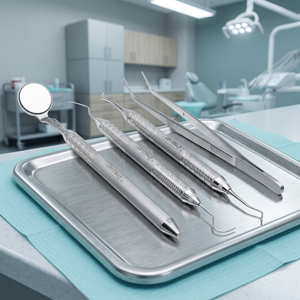Kit d'instruments chirurgicaux dentaires BK Industries : Miroir, sonde, pinces, poignée ergonomique moletée, argenté, manuel, Classe I, certifié CE - Product Image 5