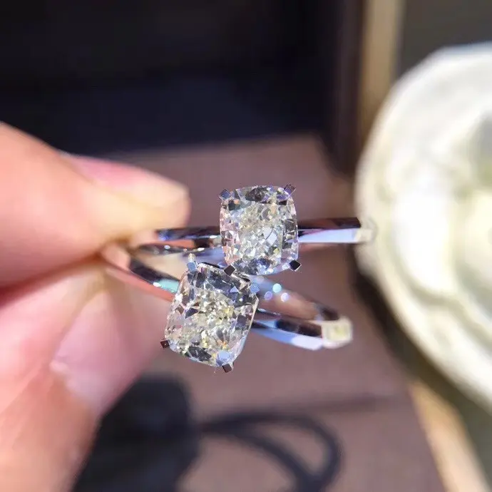 Antico cuscino gioielli 7*7 millimetri diamante prezzo di massima moissanite anelli di donne di fidanzamento con 18k oro bianco anello