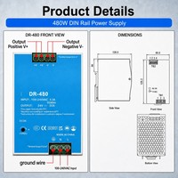 Alimentation électrique à rail DIN 480W 12V 24V 36V 48V pour boîtier de contrôle d'automatisation industrielle PLC