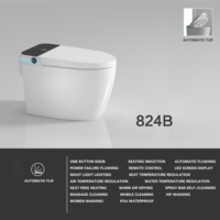 Kloset Duduk Keramik Modern Bentuk Panjang, Sensor Kaki Otomatis Buka-Tutup, Satu Bagian, Dilengkapi Bidet, Lampu Artistik, Dudukan Berpemanas, Sistem S-Trap