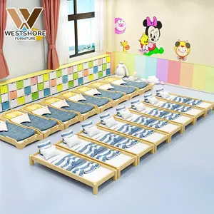 Kindergarten Use Stackable Portable Indoor Wooden Napping Beds Handmade Baby's Bed Custom Made Wooden Baby Crib