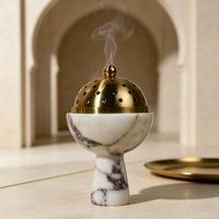 Brûleur d'encens Mubkhar en marbre naturel de luxe, porte-bakhoor décoratif pour le salon, la salle de réception, la décoration du Ramadan, personnalisable
