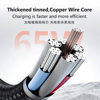 65W LED-Display Schnellkabel USB-C zu C Kabel 6A PD Schnellladung Nylon-Ummanteltes Typ-C-Kabel mit Digitaler Leistungsanzeige 1m