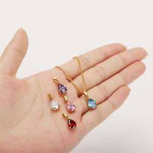 Cute Jewelry Waterdrop <b>Choker</b> Necklace Stainless Steel Geometric Zircon Necklace - Product Image 4