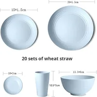 Vente chaude 20 pièces paille de blé ensemble de vaisselle en plastique fabricant exportation directe boîtes de gros-comprend assiette tasse bol
