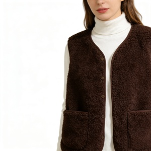 <span class=keywords><strong>Gilet</strong></span> in Peluche <span class=keywords><strong>Beige</strong></span> Chic Invernale, <span class=keywords><strong>Gilet</strong></span> in Cashmere per Donne, Nuovo <span class=keywords><strong>Gilet</strong></span> Senza Maniche Tinta Unita - Product Image 4