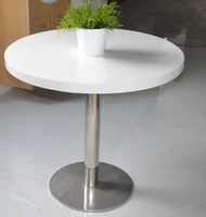 Table de salle à manger rectangulaire en pierre artificielle polie, table de cuisine moderne blanche avec base en métal noir