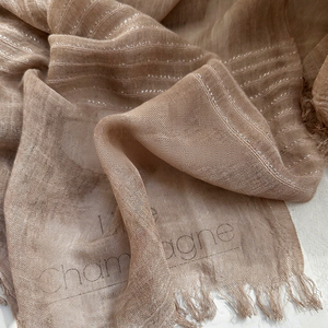 Écharpe rayée en fil d'argent style rétro, vente en gros d'usine, châle en soie élégant pour femme, fournisseur fabricant - Product Image 4
