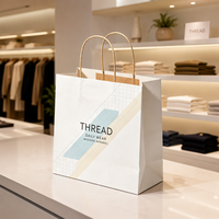 Sac shopping en papier personnalisé avec logo pour boutique de mode, sac à main en papier d'art blanc imprimé, poignée en corde kraft