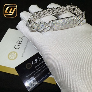 Luxury 13mm 925 Sterling Silver Fashion <b>Iced</b> <b>Out</b> VVS Moissanite Diamond Cuban Link <b>Chain</b> Hip Hop Jewelry Bracelet - Product Image 6