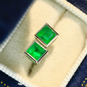 Aazuo 18K Solid Yellow Gold Square <b>Emerald</b> Cut <b>Stud</b> <b>Earring</b> Women's Minimalist Everyday Wear Jewelry Classic Real Gift Wedding - Product Image 5