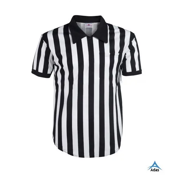 Custom black and white stripes referee jersey mens shirts