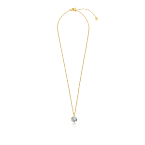 Collana con Pendente Angelina Placcato Oro con Diamante Taglio Brillante Rotondo Solitario Minimalista per Donna Uso Quotidiano - Product Image 1