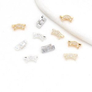 Moon-Shaped Double-Hole <b>Spacer</b> Bead Clasp 18k Gold Plated Diamond Encrusted DIY Jewelry Findings Silver Gold Color Options - Product Image 2