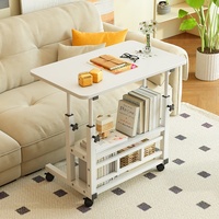 Table basse mobile moderne et réglable, en bois avec cadre en fer, pliable, pour utilisation en dortoir