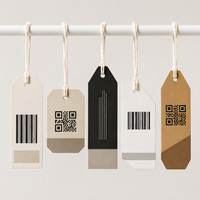 Étiquettes de vêtements personnalisées à découpe géométrique avec code-barres QR, étiquettes en carton numérotées pour l'emballage de vêtements, fournisseur d'emballages