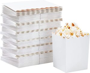 customized 3d plastic bucket Popcorn Containers for Party Supplies, Bulk White Treat Boxes with Scalloped Edges