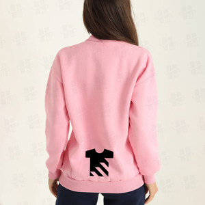 Wholesale Fashion Mockneck Jumpers <b>Top</b> Hot Sale High Quality Cotton Pink Custom Women Drop Shoulder <b>Mock</b> <b>Neck</b> Sweatshirt 380 GSM - Product Image 4