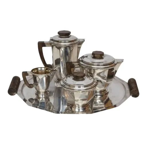 Indian Handcrafted Tea Set Afternoon Tea Set Royal Style Elegant Kitchenware Metal Stainless Steel Tea Set