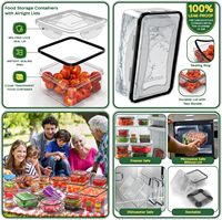 Lot de 33 contenants alimentaires en plastique assortis, hermétiques, anti-fuites, empilables, sans BPA, en PP, boîtes organisatrices pour la préparation des repas