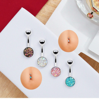 Xinfocus Mode Corps Bijoux pour Femmes Hommes En Acier Inoxydable Forme Ronde Nombril Anneau 14 Gauge Nombril Piercing Bijoux