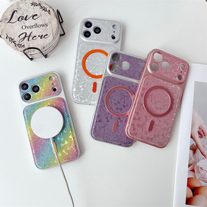 เคสโทรศัพท์มือถือแม่เหล็กแบบมีโบว์กลิตเตอร์สีรุ้งสุดหรู สำหรับ iPhone 18 17 16 15 Pro Max  ลายนูนวิบวับไล่เฉดสีเลเซอร์ ฝาหลัง - Product Image 3