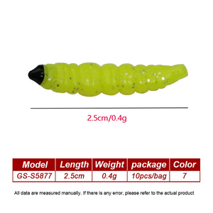 Señuelos de Pesca Biónicos de Alta Calidad, 2.5cm/0.4g, 10 Piezas, Señuelos Suaves Tipo <span class=keywords><strong>Gusano</strong></span>, Señuelos de Pesca Suaves Tipo <span class=keywords><strong>Gusano</strong></span> de Pan - Product Image 2
