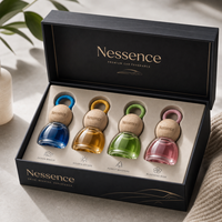 Bouteille de parfum suspendue en verre pour diffuseur de voiture, avec bouchon en bois, vide, 5ml, 8ml, 10ml, forme ronde, prête à être expédiée