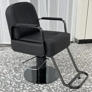 Latest Hot Sale Fashion Design barber chair beauty salon equipment Lifting and rotating Black titanium stainless steel disc