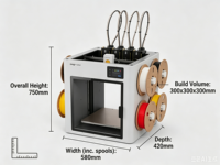 Imprimante 3D Snapmaker U1 4 couleurs avec 4 têtes d'impression indépendantes, vitesse élevée de 500 mm/s, imprimante 3D FDM multi-matériaux